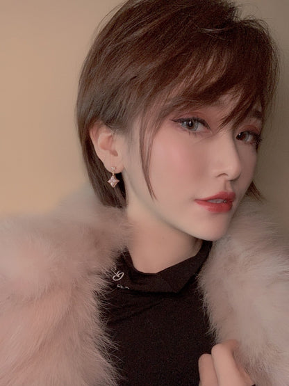 [Limara]DOUBLE STAR ROSE GOLD MOP DROP EARRINGS