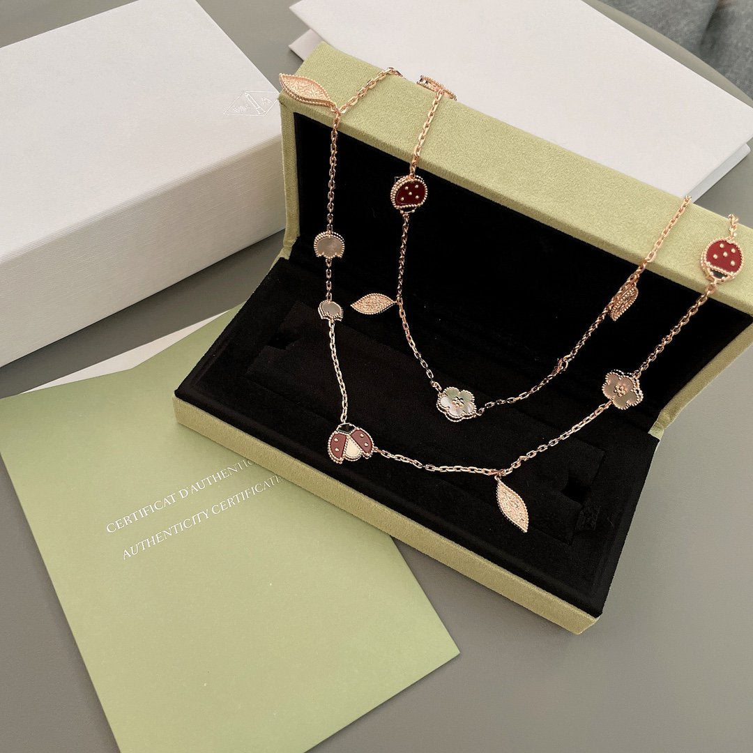 [Limara]LUCKY SPRING 15 MOTIFS ROSE GOLD NECKLACE