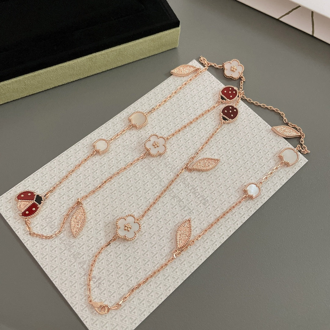 [Limara]LUCKY SPRING 15 MOTIFS ROSE GOLD NECKLACE