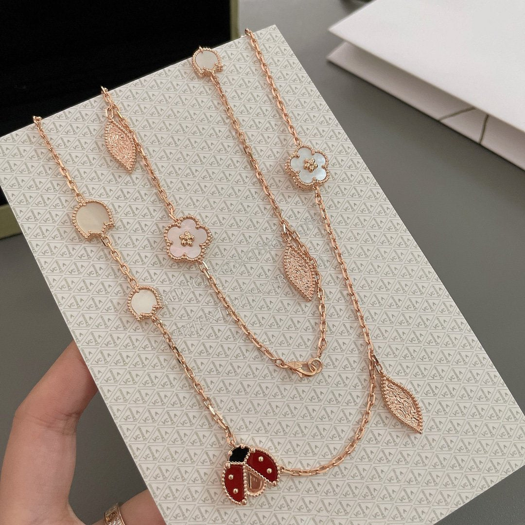 [Limara]LUCKY SPRING 15 MOTIFS ROSE GOLD NECKLACE