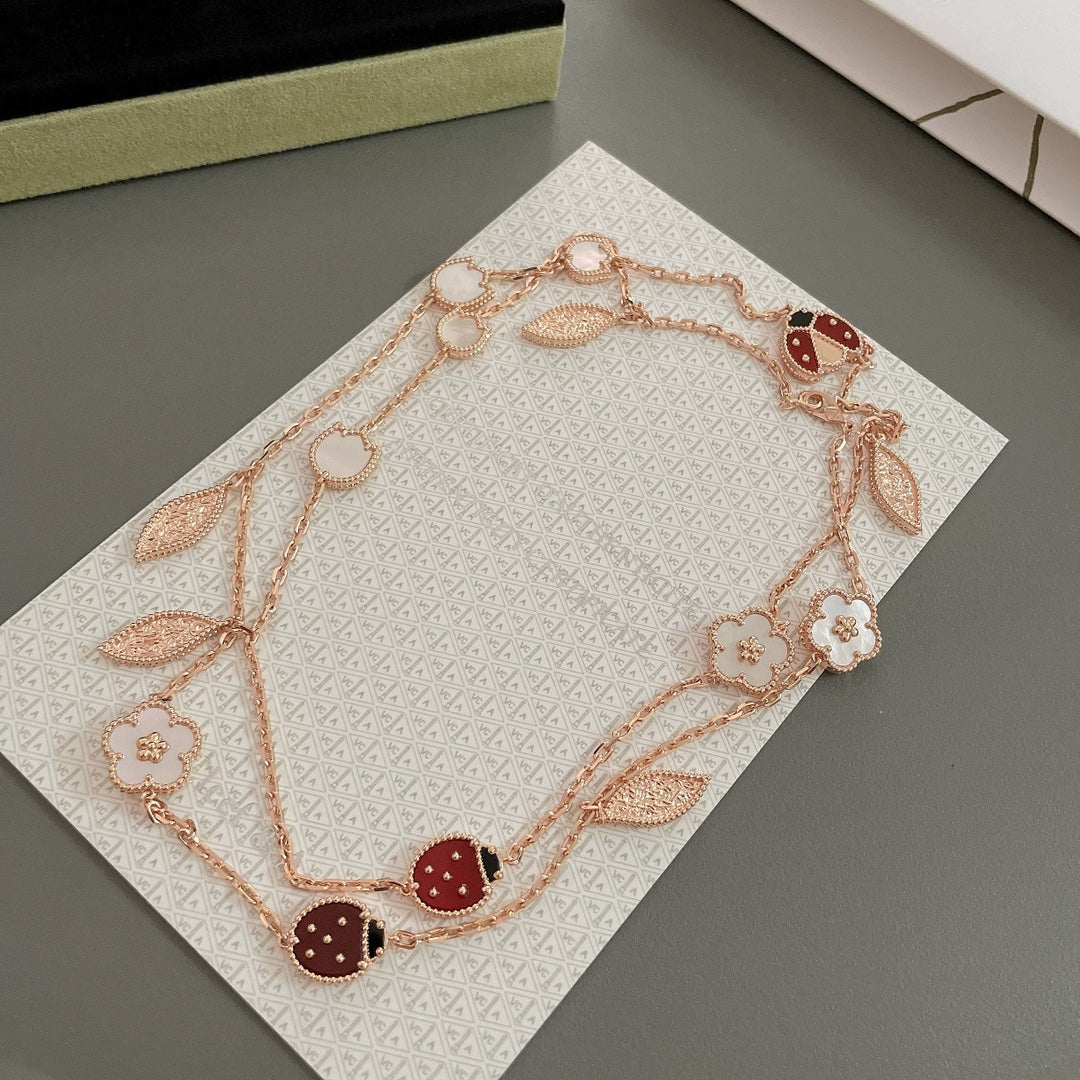 [Limara]LUCKY SPRING 15 MOTIFS ROSE GOLD NECKLACE