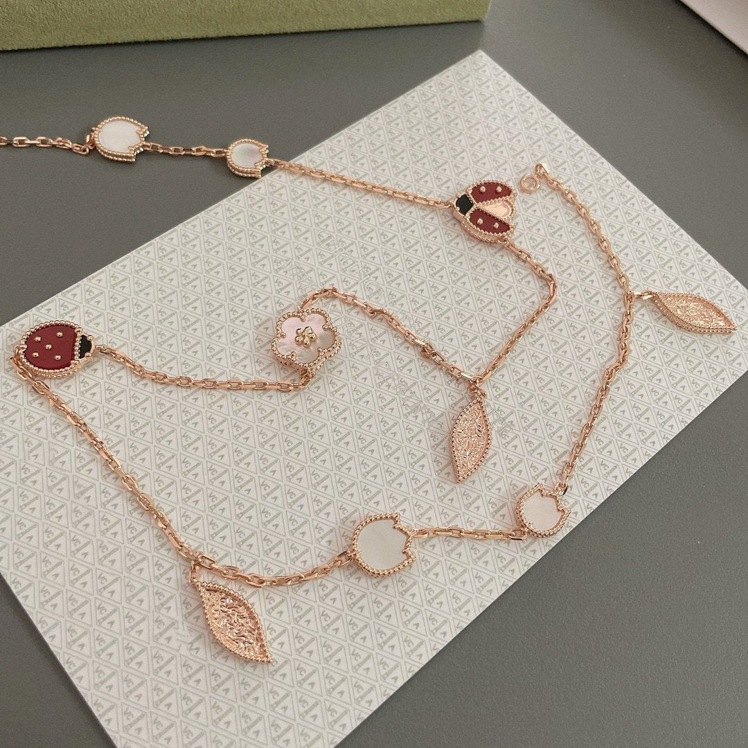 [Limara]LUCKY SPRING 15 MOTIFS ROSE GOLD NECKLACE