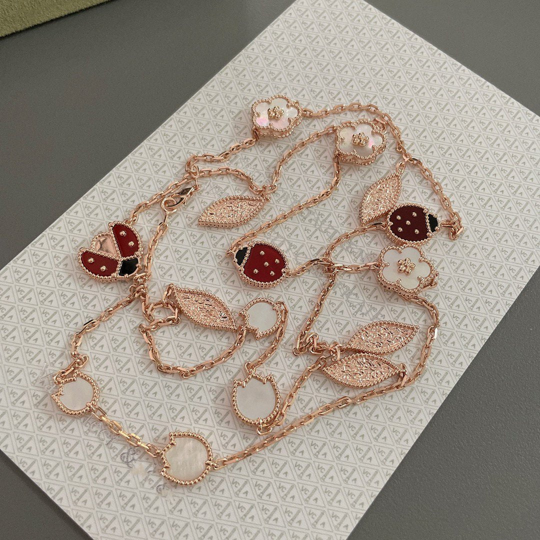 [Limara]LUCKY SPRING 15 MOTIFS ROSE GOLD NECKLACE
