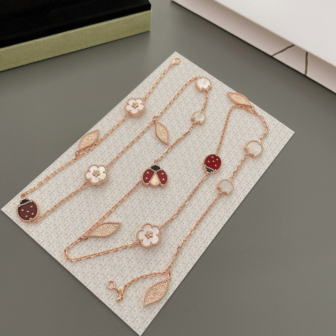 [Limara]LUCKY SPRING 15 MOTIFS ROSE GOLD NECKLACE