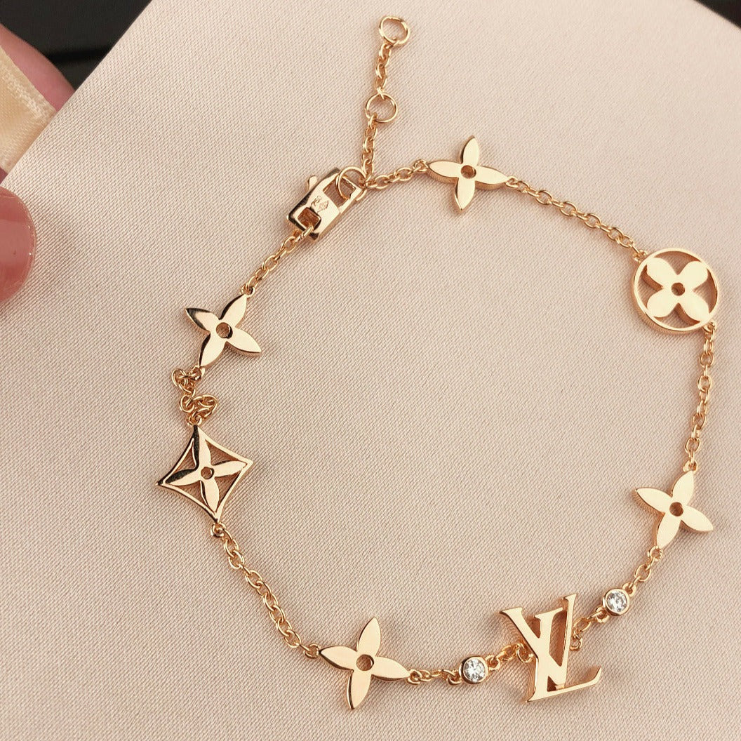 [Limara]STAR AND SUN 7 MOTIFS GOLD BRACELET