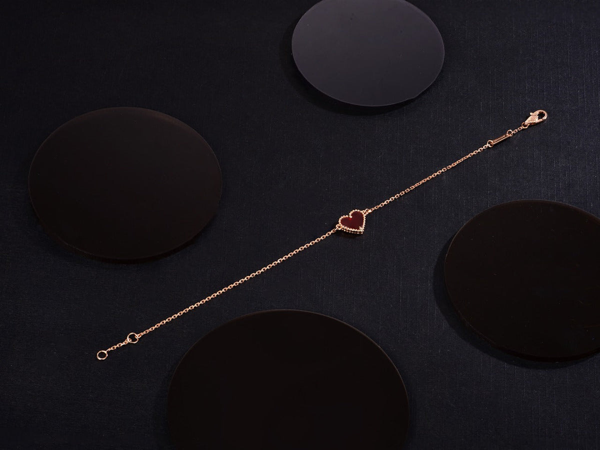 [Limara]HEART CARNELIAN PINK GOLD BRACELET