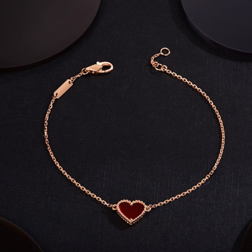 [Limara]HEART CARNELIAN PINK GOLD BRACELET