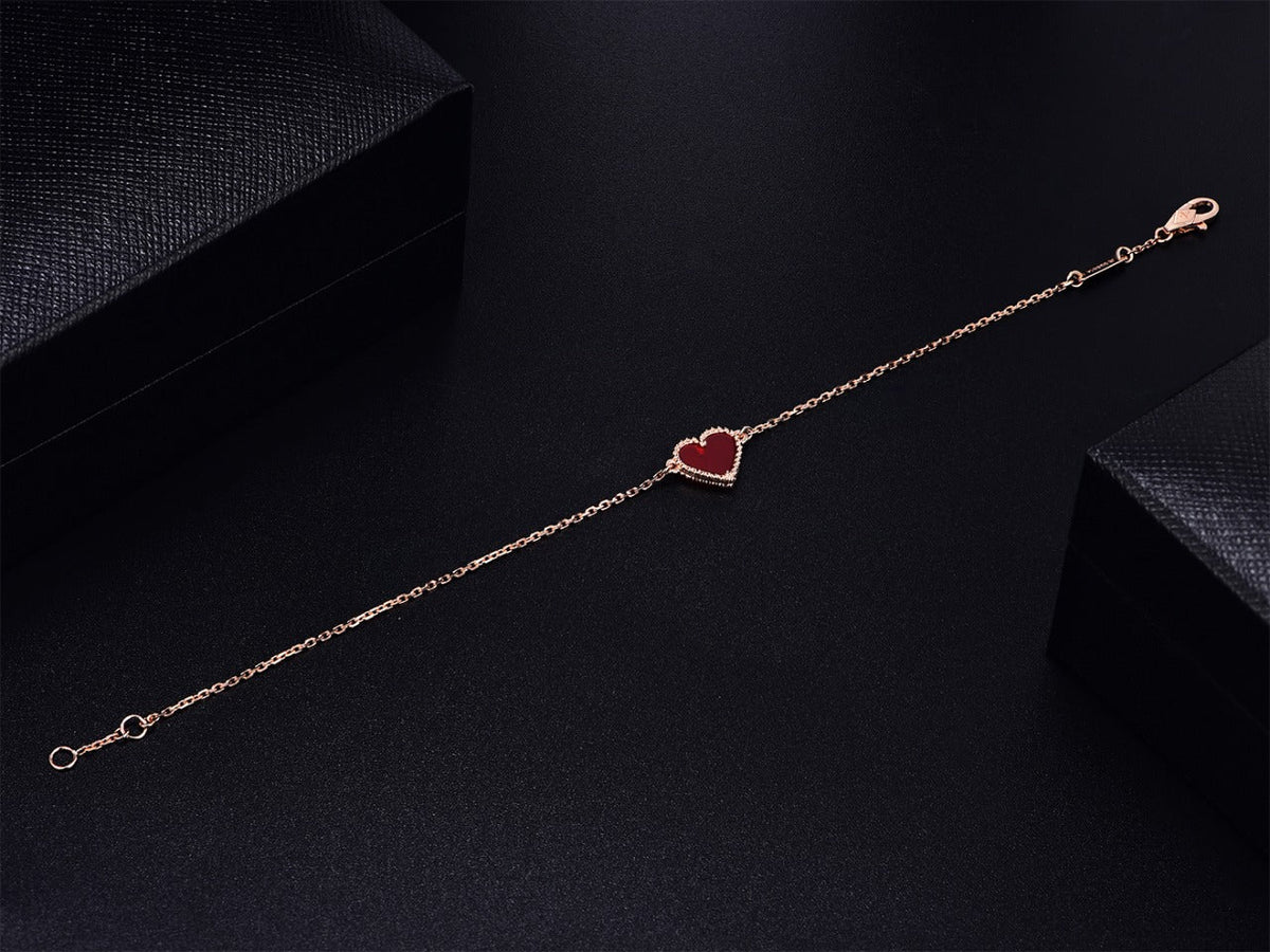 [Limara]HEART CARNELIAN PINK GOLD BRACELET
