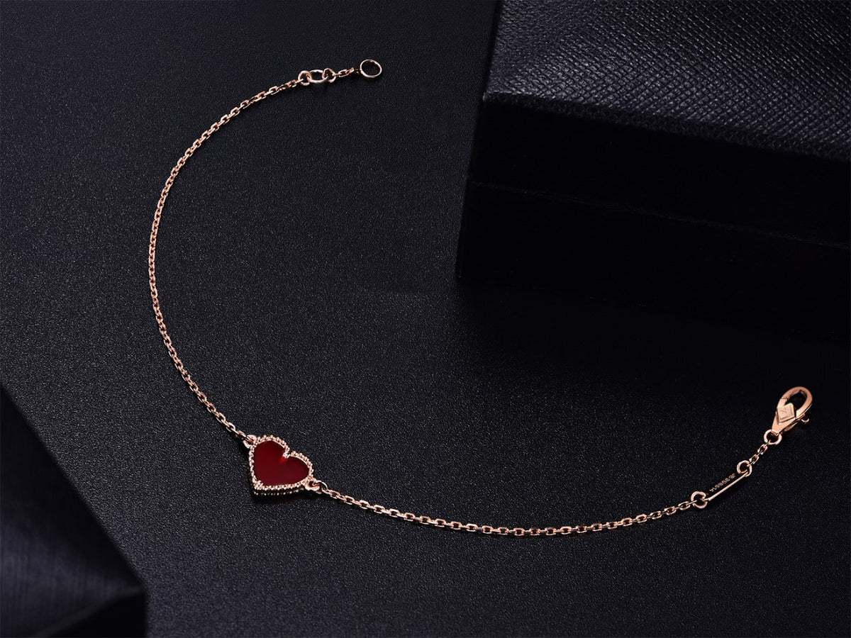 [Limara]HEART CARNELIAN PINK GOLD BRACELET