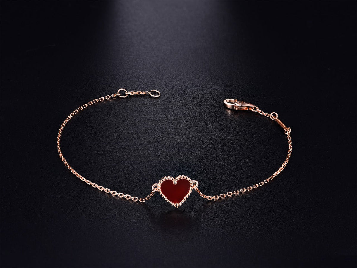 [Limara]HEART CARNELIAN PINK GOLD BRACELET