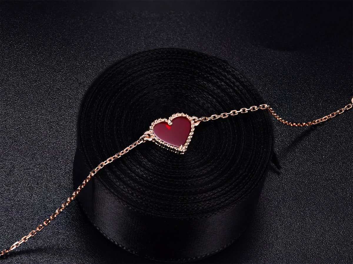 [Limara]HEART CARNELIAN PINK GOLD BRACELET