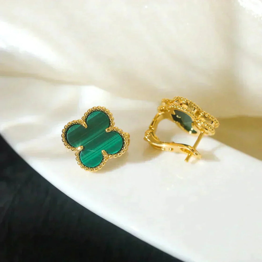 [Limara]CLOVER MEDIUM 1 MOTIFS MALACHITE  EARRINGS