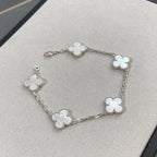 [Limara]LUCKY CLOVER 5-MOTIF-ARMBAND – WEISSES PERLMUTT-KOLLEKTION