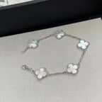 [Limara]LUCKY CLOVER 5-MOTIF-ARMBAND – WEISSES PERLMUTT-KOLLEKTION