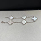 [Limara]LUCKY CLOVER 5-MOTIF-ARMBAND – WEISSES PERLMUTT-KOLLEKTION