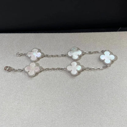 [Limara]LUCKY CLOVER 5-MOTIF BRACELET - WHITE MOTHER-OF-PEARL COLLECTION