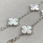 [Limara]LUCKY CLOVER 5-MOTIF-ARMBAND – WEISSES PERLMUTT-KOLLEKTION
