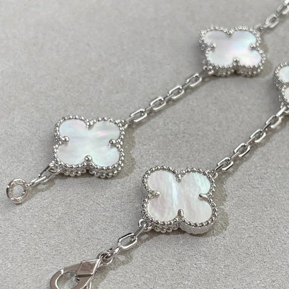[Limara]LUCKY CLOVER 5-MOTIF BRACELET - WHITE MOTHER-OF-PEARL COLLECTION