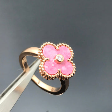 [Limara]CLOVER RHODONITE ROSE GOLD RING