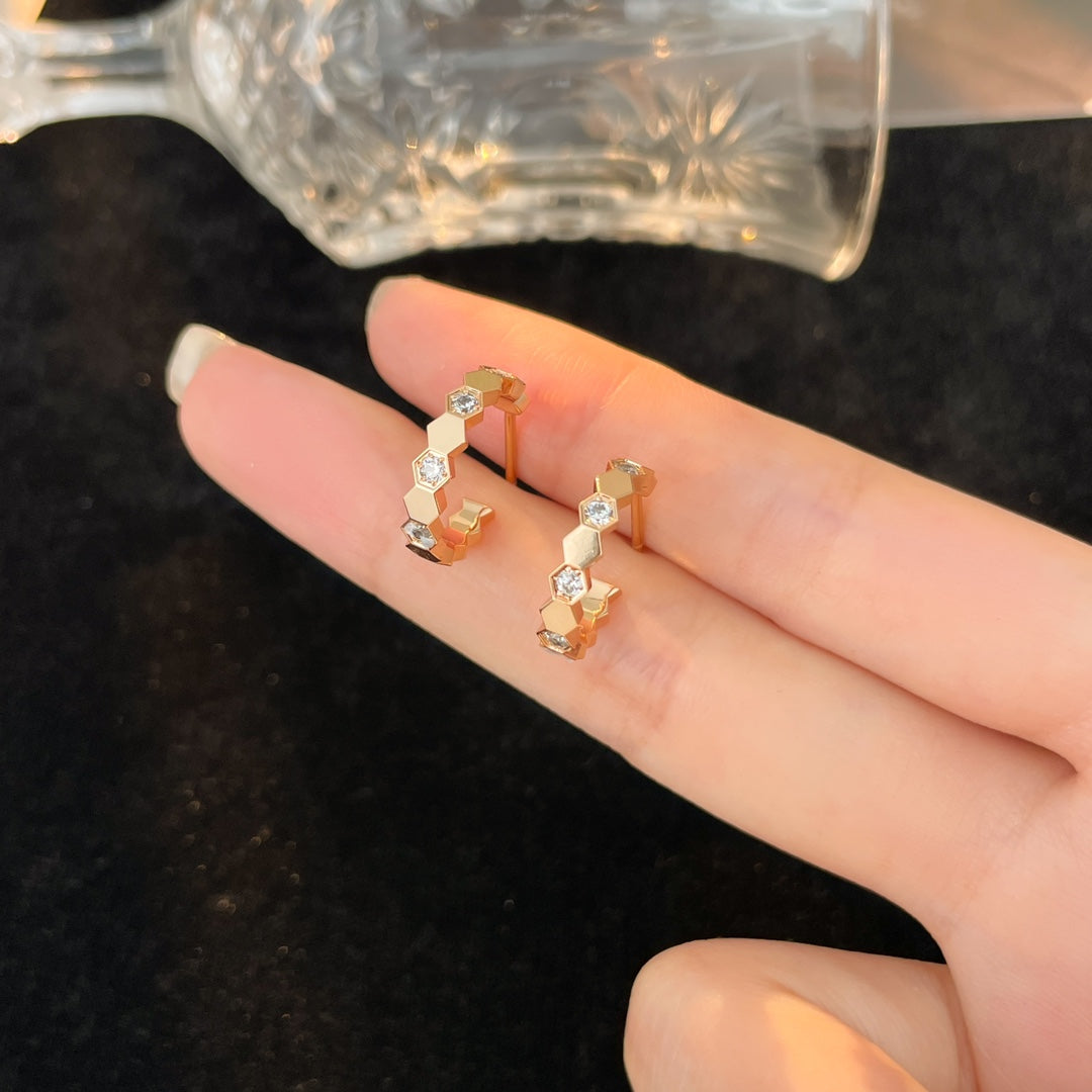 [Limara]BEE LOVE DIAMOND HOOP EARRINGS