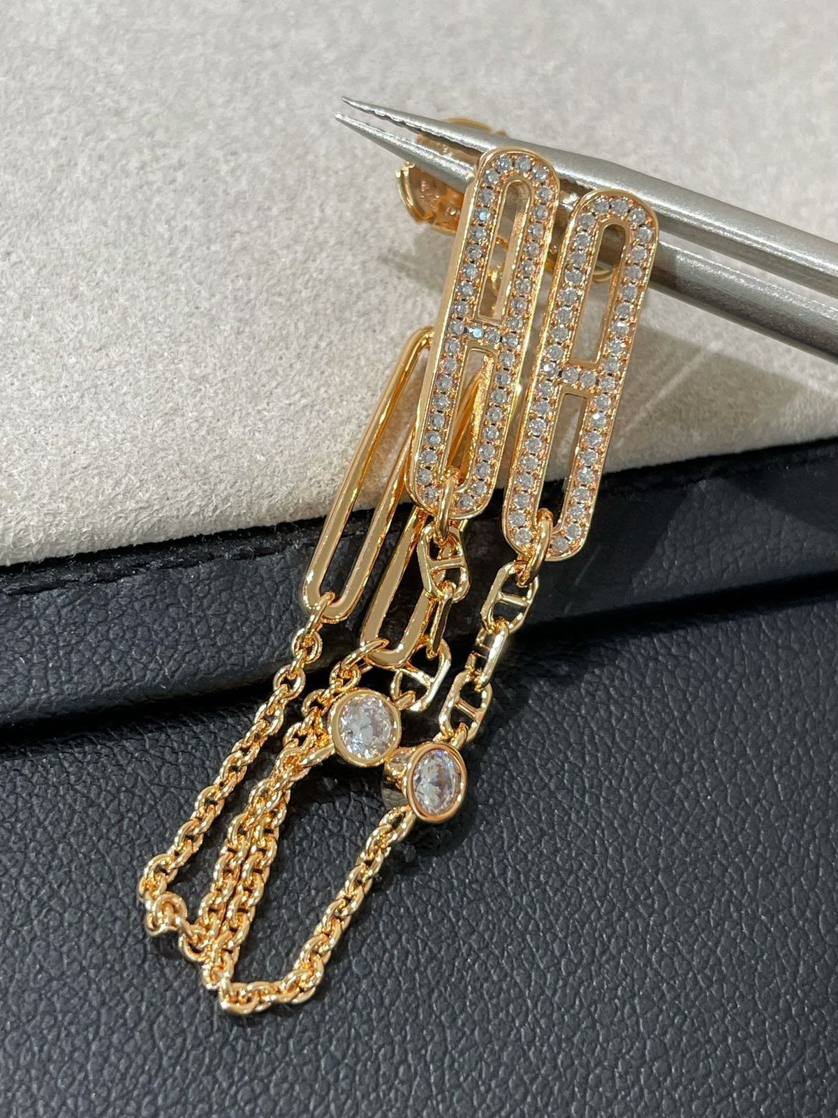 [Limara]CHAINE CHAOS DIAMOND DROP EARRINGS
