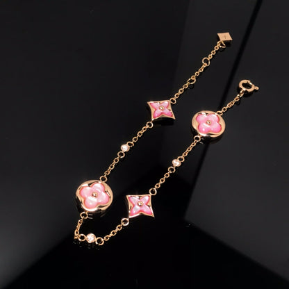 [Limara]STAR AND SUN 4 MOTIF PINK MOP ROSE GOLD BRACELET