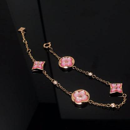 [Limara]STAR AND SUN 4 MOTIF PINK MOP ROSE GOLD BRACELET