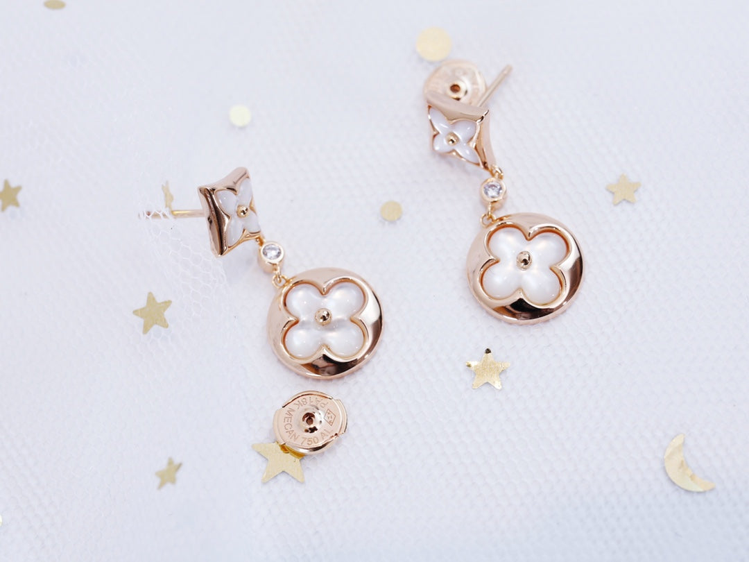 [Limara]STAR AND SUN ROSE GOLD MOP DROP EARRINGS