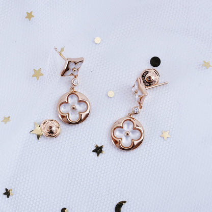 [Limara]STAR AND SUN ROSE GOLD MOP DROP EARRINGS