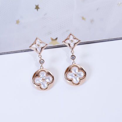 [Limara]STAR AND SUN ROSE GOLD MOP DROP EARRINGS