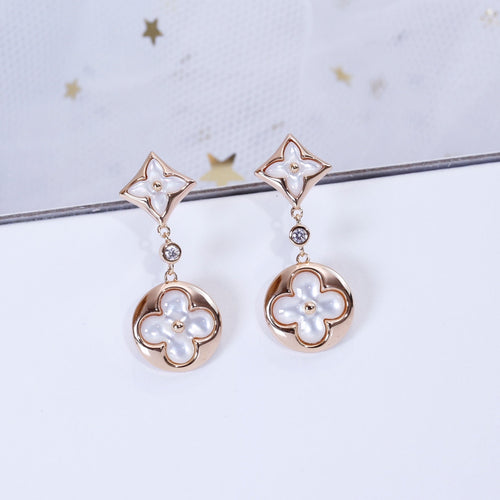 [Limara]STAR AND SUN ROSE GOLD MOP DROP EARRINGS