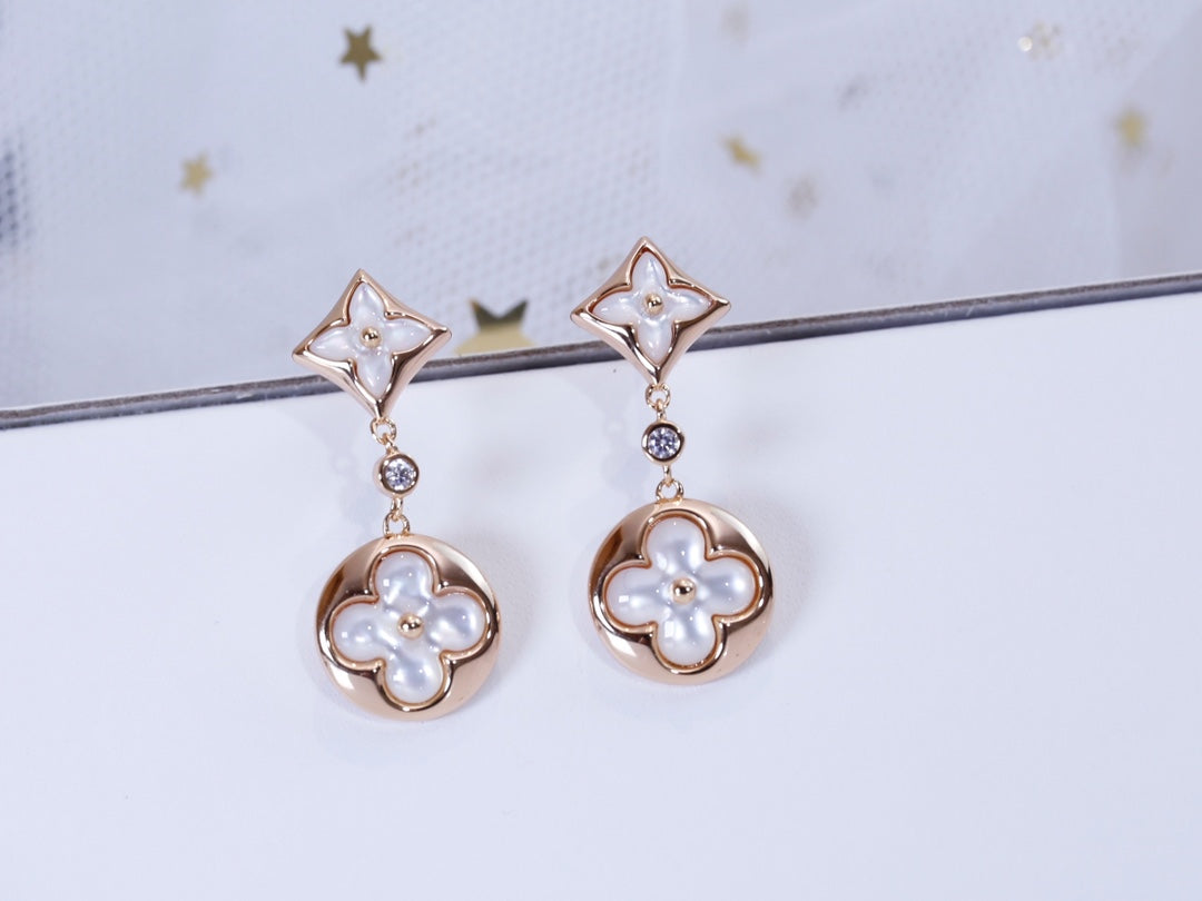 [Limara]STAR AND SUN ROSE GOLD MOP DROP EARRINGS