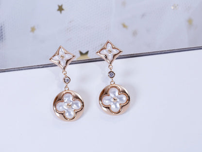 [Limara]STAR AND SUN ROSE GOLD MOP DROP EARRINGS