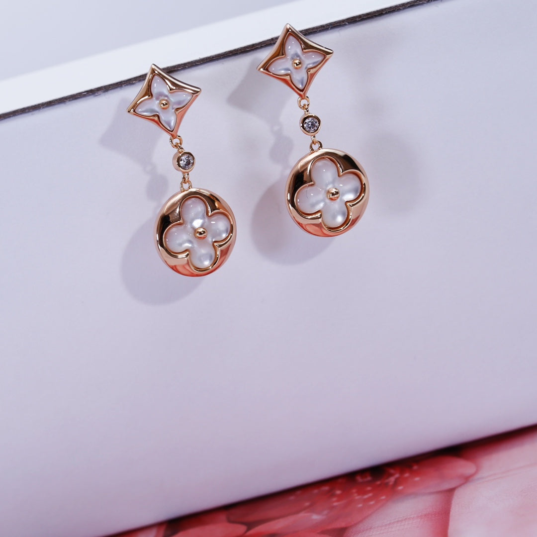 [Limara]STAR AND SUN ROSE GOLD MOP DROP EARRINGS