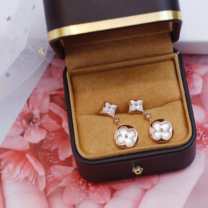 [Limara]STAR AND SUN ROSE GOLD MOP DROP EARRINGS