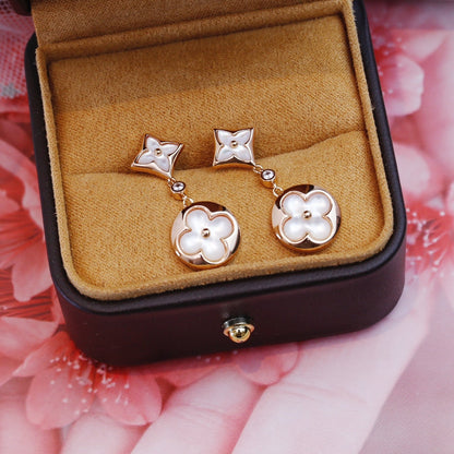 [Limara]STAR AND SUN ROSE GOLD MOP DROP EARRINGS