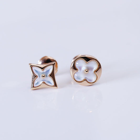 [Limara]STAR AND SUN ROSE GOLD MOP STUD EARRINGS