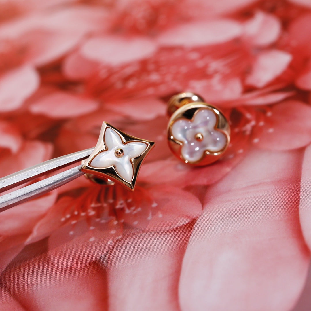 [Limara]STAR AND SUN ROSE GOLD MOP STUD EARRINGS