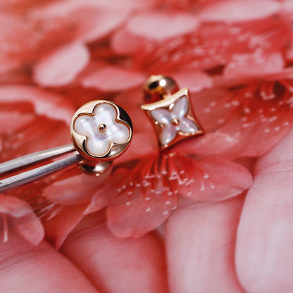 [Limara]STAR AND SUN ROSE GOLD MOP STUD EARRINGS
