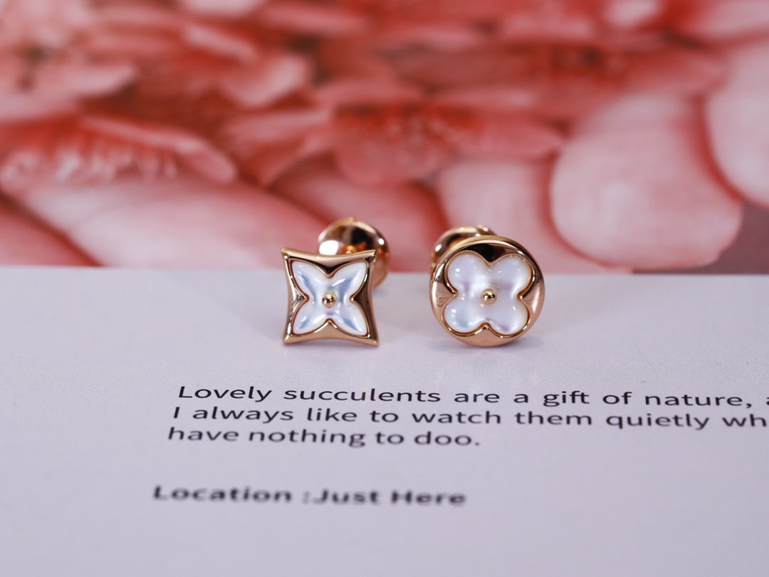 [Limara]STAR AND SUN ROSE GOLD MOP STUD EARRINGS