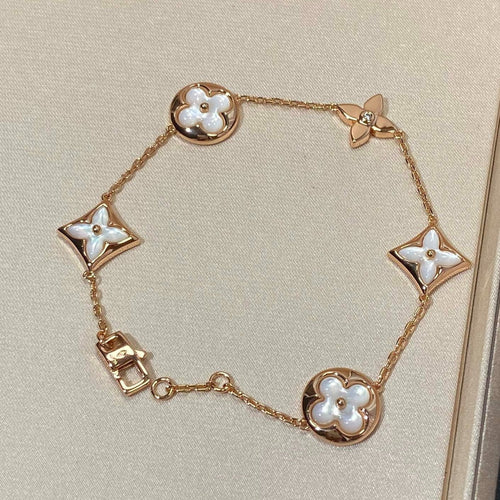 [Limara]STAR AND SUN 5 MOTIF MOP ROSE GOLD BRACELET