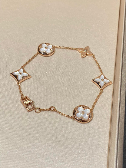 [Limara]STAR AND SUN 5 MOTIF MOP ROSE GOLD BRACELET