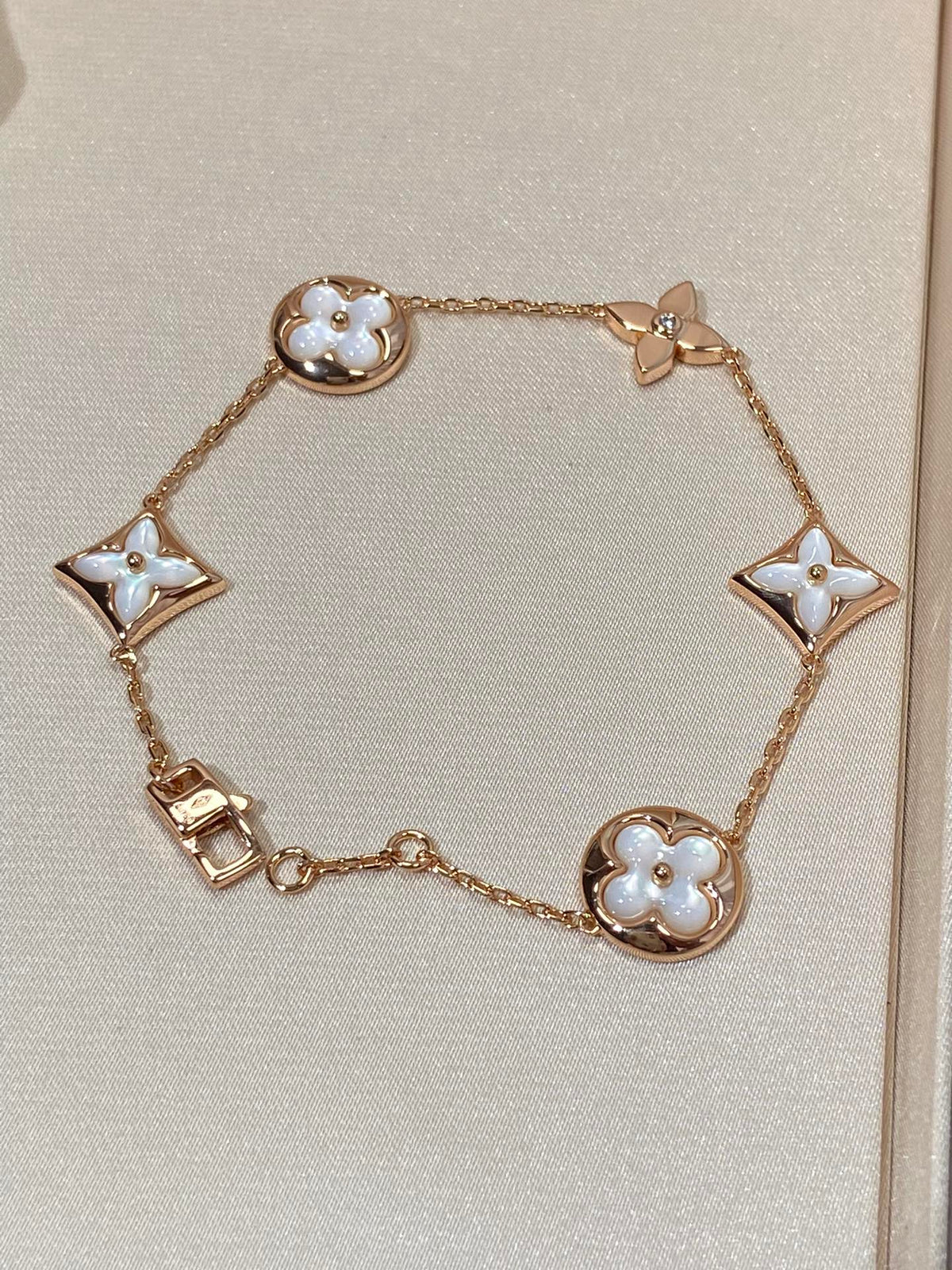 [Limara]STAR AND SUN 5 MOTIF MOP ROSE GOLD BRACELET