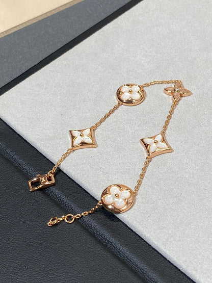 [Limara]STAR AND SUN 5 MOTIF MOP ROSE GOLD BRACELET