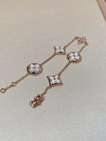 [Limara]STAR AND SUN 5 MOTIF MOP ROSE GOLD BRACELET