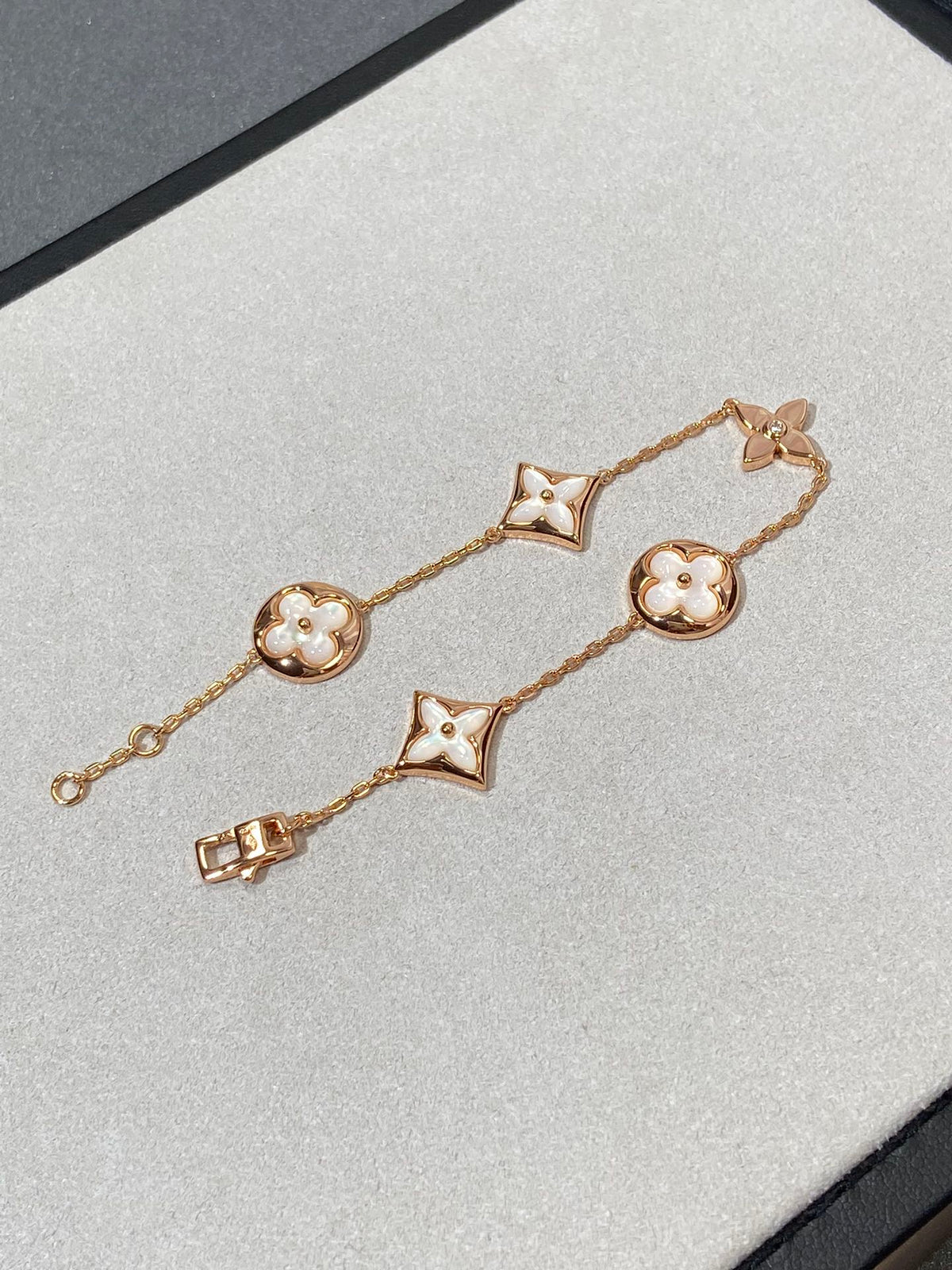 [Limara]STAR AND SUN 5 MOTIF MOP PINK GOLD BRACELET
