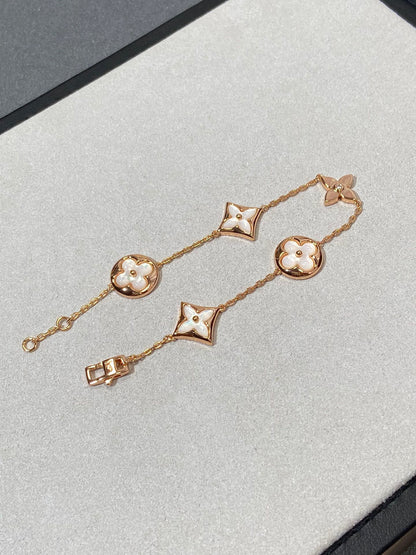 [Limara]STAR AND SUN 5 MOTIF MOP ROSE GOLD BRACELET