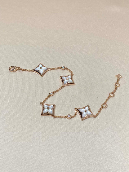 [Limara]STAR 4 MOTIF MOP DIAMOND ROSE GOLD BRACELET