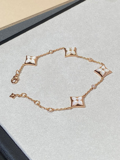[Limara]STAR 4 MOTIF MOP DIAMOND ROSE GOLD BRACELET