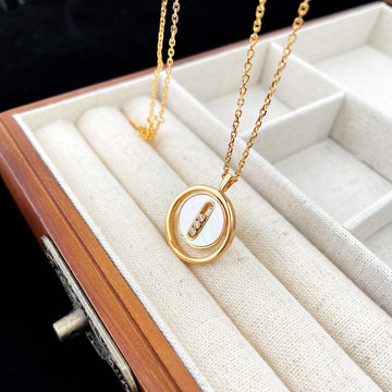 [Limara]LUCKY MOVE MOP PINK GOLD NECKLACE